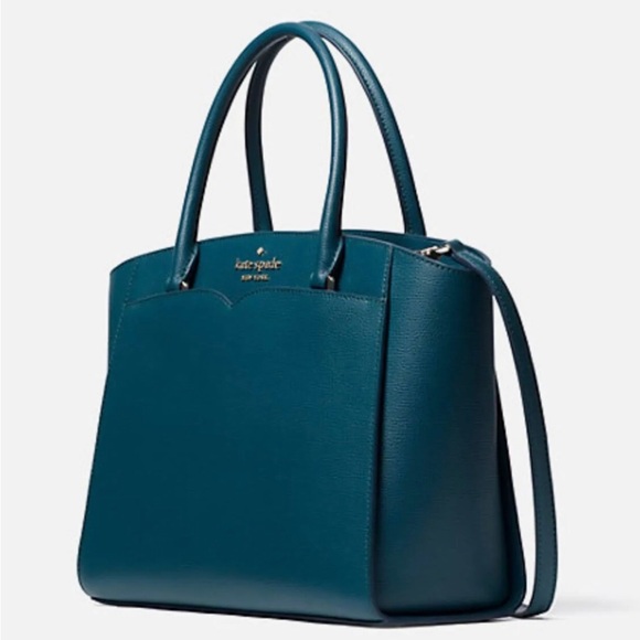 NWT-Kate Spade-Medium Satchel-Scotch Pine-Refined Grain Leather-Strap-$379 - Picture 12 of 14